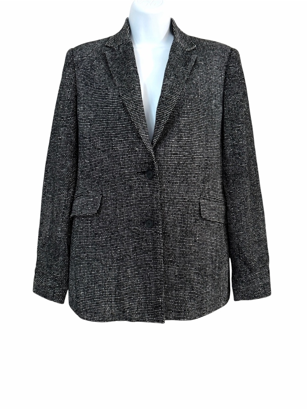 ALFANI Black White Silk Tweed Blazer Jacket Size 8 Classic Career Structured